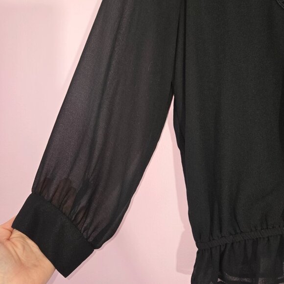 Zara Black Floral Embroidery Lace Sheer Blouse, size M - Picture 5 of 12